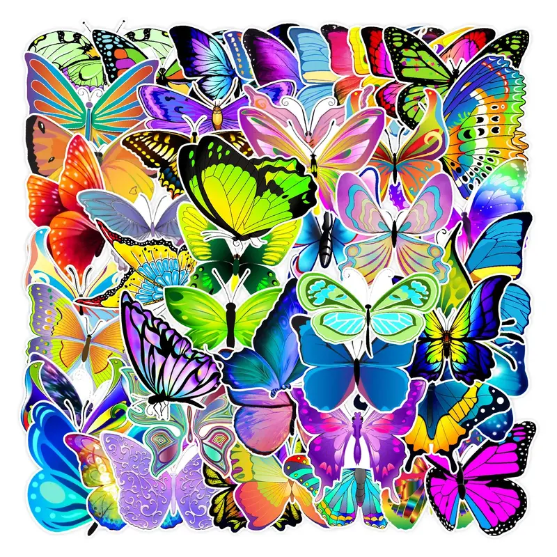 10/30/50Pcs Dream Butterfly Waterproof Graffiti Sticker Aesthetic Decorative Luggage Laptop Phone Diary Scrapbook Kids Stickers