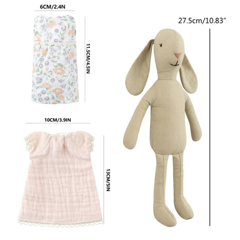 Muñeca conejo/ropa vestir, vestido Floral para niñas con traje peluche encaje