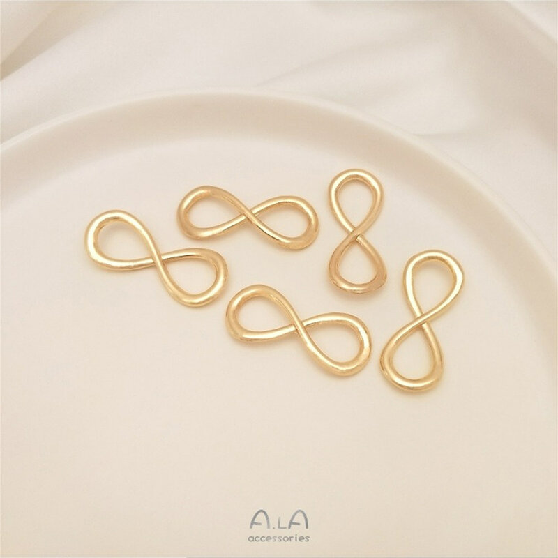 Hebilla de conexión de cuerda de cuero chapada en oro Real de 14K, bucle de enlace de 8 hebillas de amor infinito, accesorios de joyería DIY K081