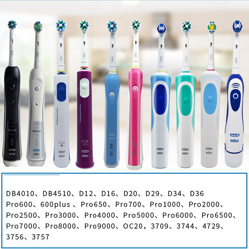 Oral-B-Têtes de brosse à dents à action croisée, nettoyage des dents, soins des gencives, têtes de rechange pour adulte, type de rotation, noir, EB50, 4 pièces par paquet