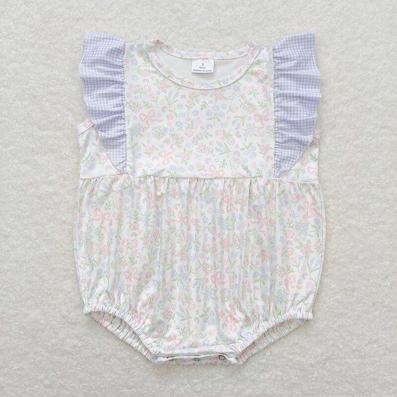 Sprzedaż hurtowa dla noworodka Romper niemowlę dziewczynka letnie kwiatowe muszelki kombinezon dla dzieci maluch bez rękawów bąbelkowa jednoczęściowa odzież