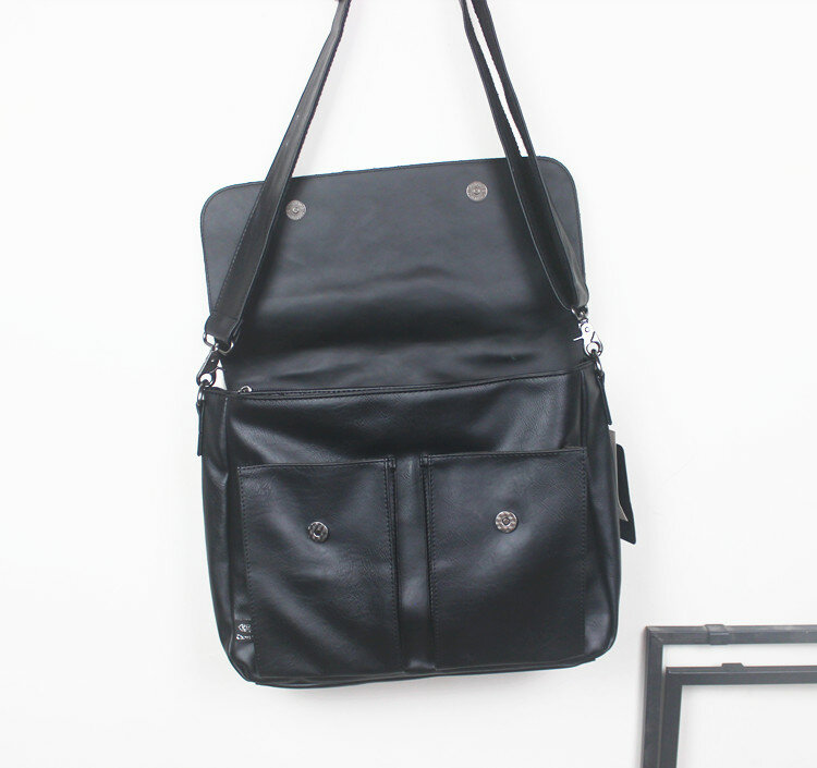 Soft Leather Men's Handbag Briefcase Japanese-Style Retro Men Laptop Bag Casual Shoulder Bag Fashion Brand Crossbody Big Bags