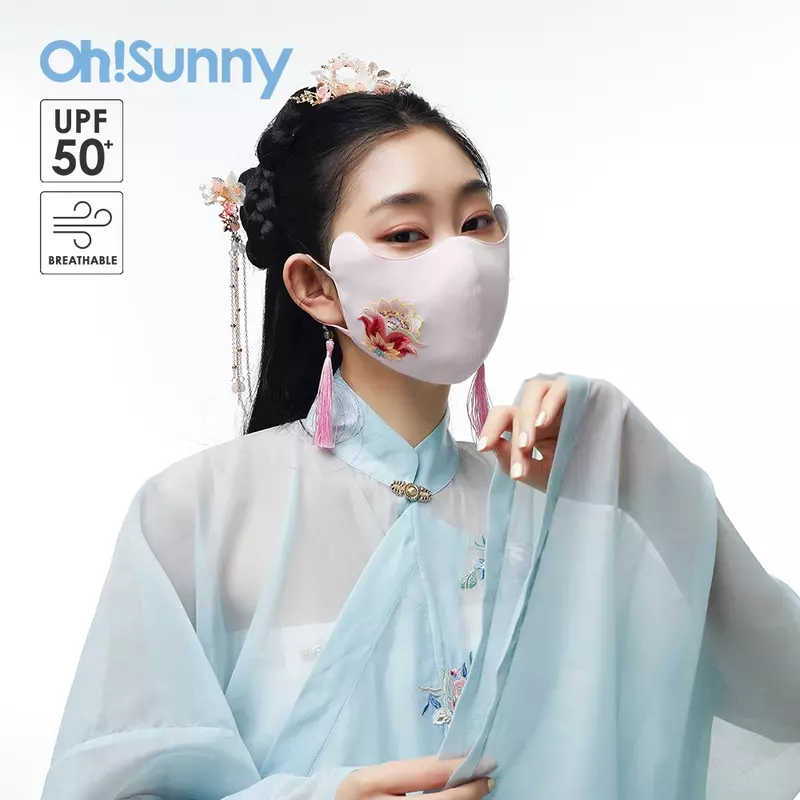OhSunny-mascarilla facial Unisex, máscara de protección solar UPF50 + para adultos, antipolvo, reutilizable, transpirable, estilo chino