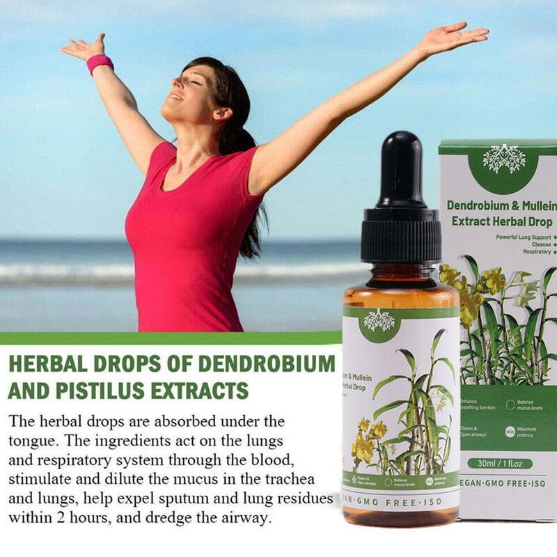 Dendrobium & Mullein Extract - Powerful Lung Support USA & Respiratory & - Made Drops - Cleanse In Herbal