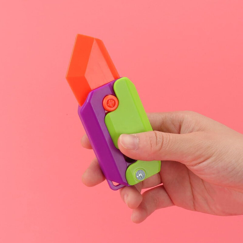 Mainan Mini 3D dicetak Model pisau gravitasi pistol lompat lurus anti-menembak anak mainan lobak pisau anak-anak mainan pereda stres hadiah Natal