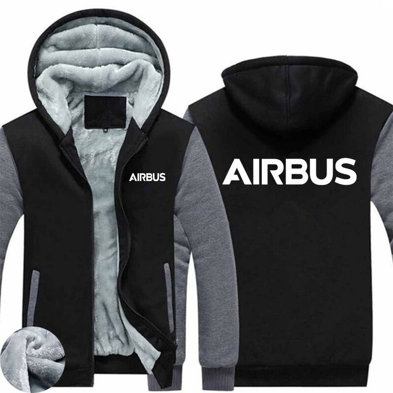 Neue Hip Hop Männer Mantel Jacke Streetwear Wolle Fleece Warme Airbus Print Zipper Herbst Winter Dicke Mann Mit Kapuze Hoodies Sweatshirts