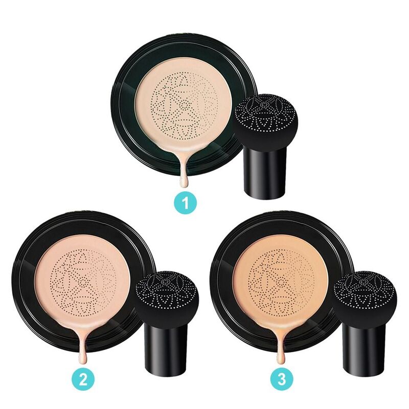 NEW HOT Foundation Concealer Longlasting Air Cushion BB Cream With Mushroom Puff Sponge Ivory White Natural Face Makeup