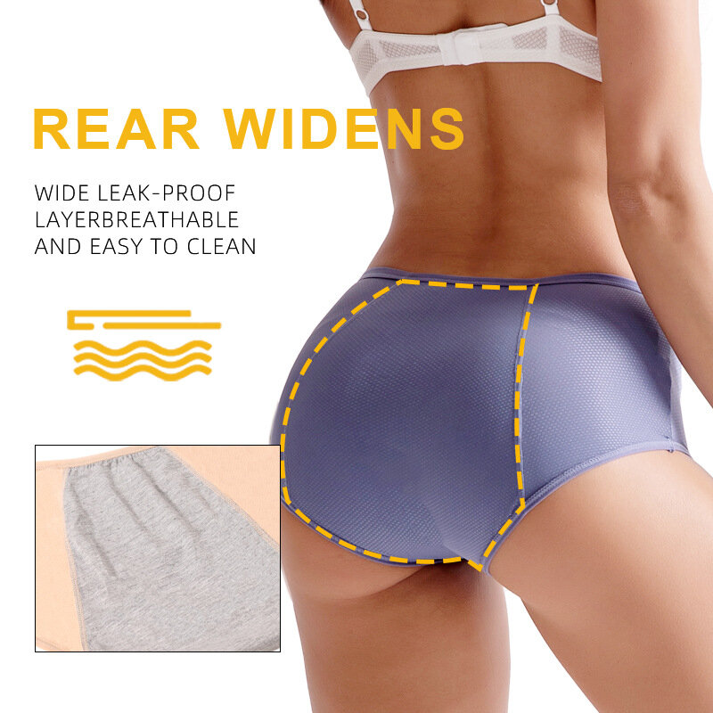 Women's Panties Large Size Physiological Pants Front and Back Leak-proof Period Sanitary Pants Breathable Medium High Waisted