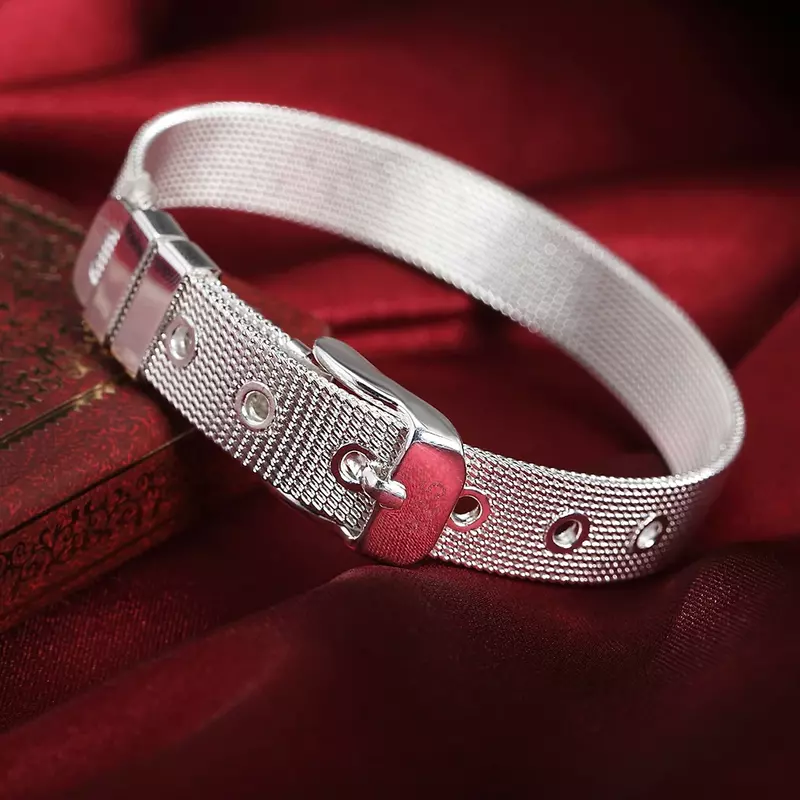 Pulsera fina de plata 925 para hombre y mujer, brazalete con cadena, joyería de alta calidad, regalo de boda
