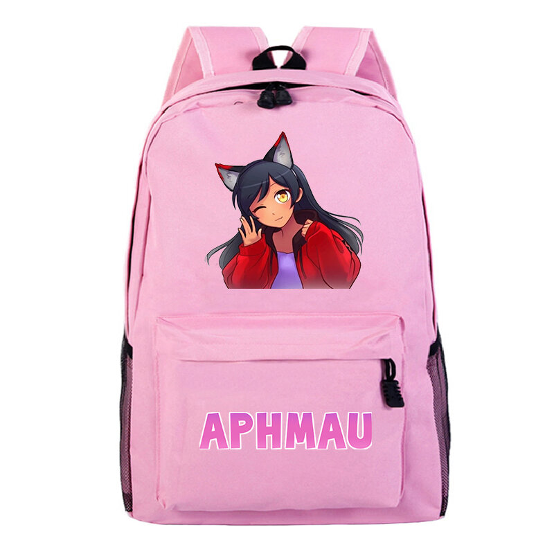 Tas punggung motif Aphmau ringan untuk anak laki-laki dan perempuan, tas sekolah kartun lucu, tas kapasitas besar, tas buku perjalanan