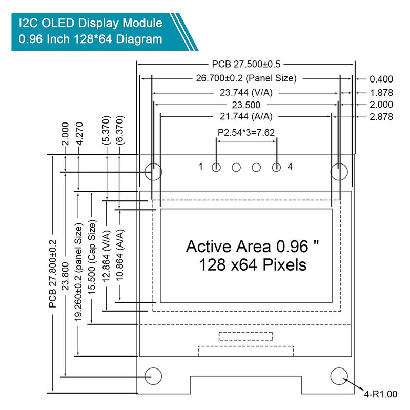 لوحة شاشة LCD للاردوينو ، وحدة عرض OLED ، IIC المسلسل ، الأبيض ، الأصلي ، 0.96 "، 128x64 ، I2C ، SSD1306 ، 12864