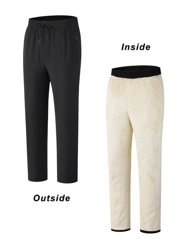 Pantalon de survêtement en polaire épais et chaud pour homme, pantalon de survêtement droit de grande taille, coupe-vent et imperméable, pantalon thermique