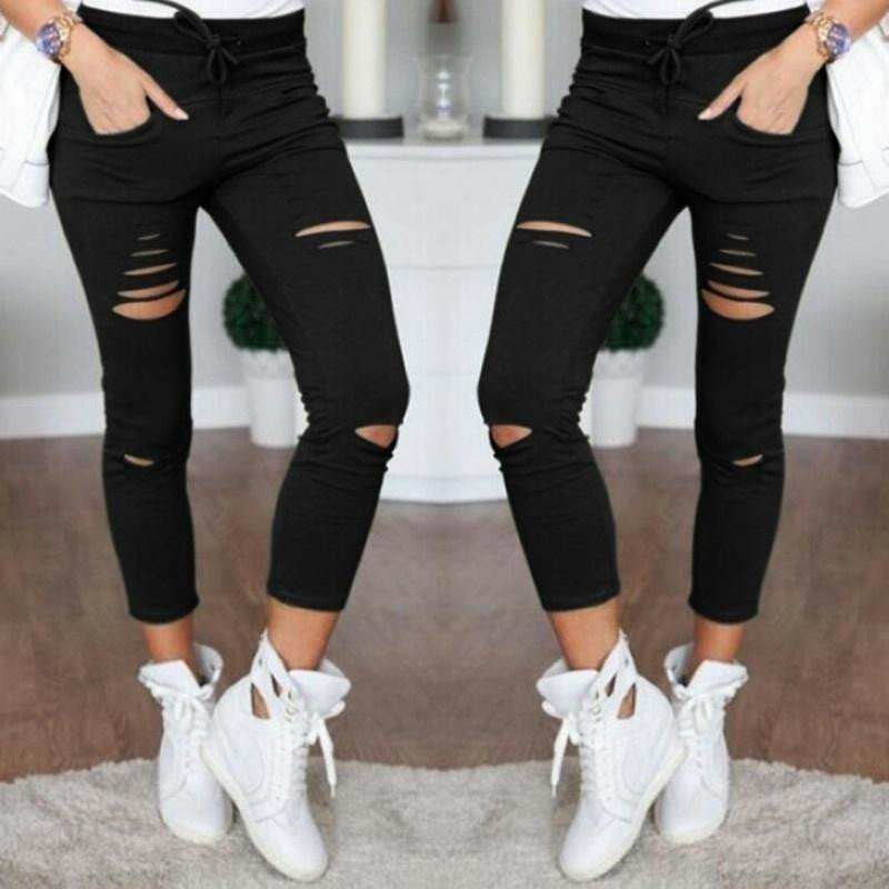 2023 nuovi Jeans strappati per donna pantaloni strappati di grandi dimensioni pantaloni elasticizzati a matita Leggings Jeans donna