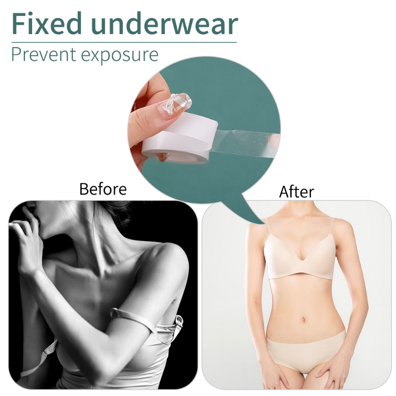 Fitas de lingerie transparentes sem alças impermeável segurança dupla face adesivo vestido antiderrapante peito adesivos para evitar a exposição