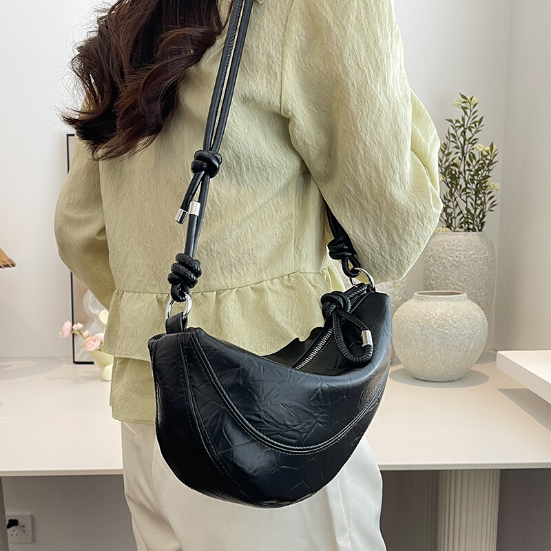 Hobos Mode tasche einfarbig Pu Leder Knödel Handtasche Damen personal isierte Design unregelmäßige Achsel Schulter Umhängetasche