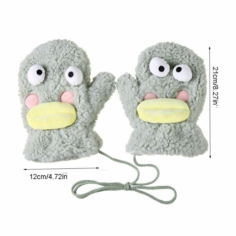 Full Finger Ugly Doll Plush Gloves Animals Korean Style Neck Hanging Gloves Cycling Gloves Coral Fleece Cartoon Winter Mittens