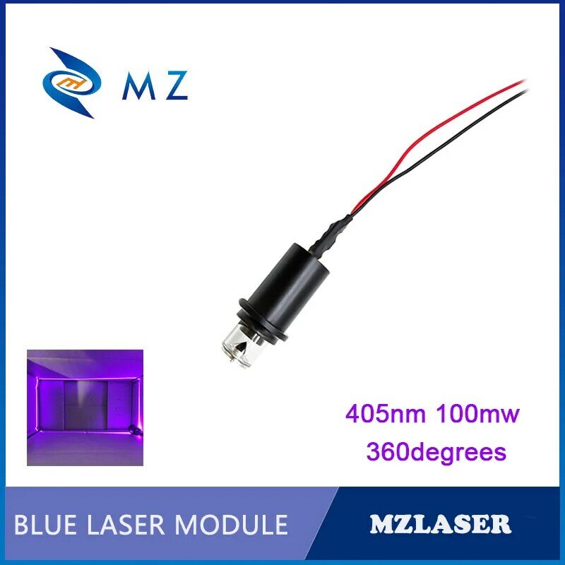 Wysokiej jakości 405nm 100mW 360 stopni szklany obiektyw niebieski fioletowy linia przemysłowy moduł laserowy
