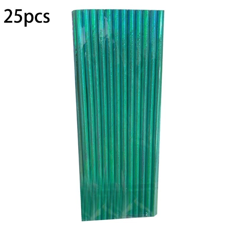25 peças gradiente-cor perolado-filme arco-íris tubo sucção degradável proteção ambiental iridescente-palha papel