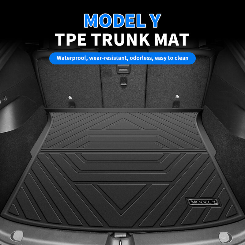 Ulepsz samochód przedni tylny maty do bagażnika podkładki do przechowywania taca ładunkowa do modelu Tesla Y akcesoria pyłoszczelna wodoodporna poduszka ochronna