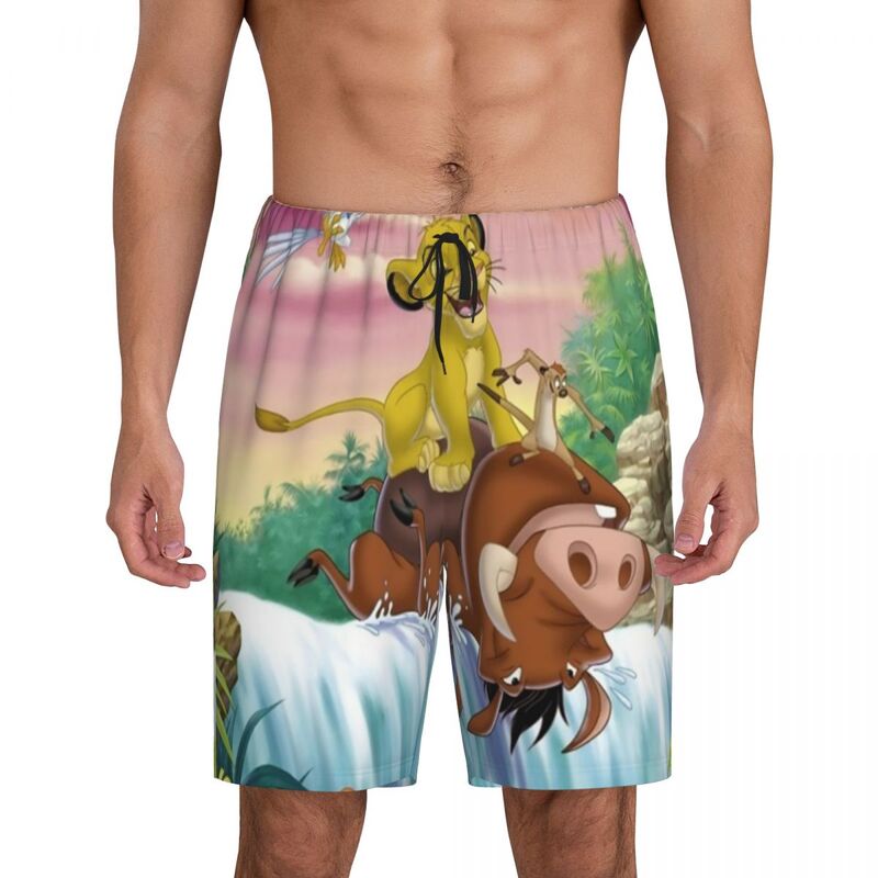 Pantalones cortos para dormir con bolsillos para hombre, ropa de dormir con estampado personalizado del Rey León, Simba, televisión animada italiana