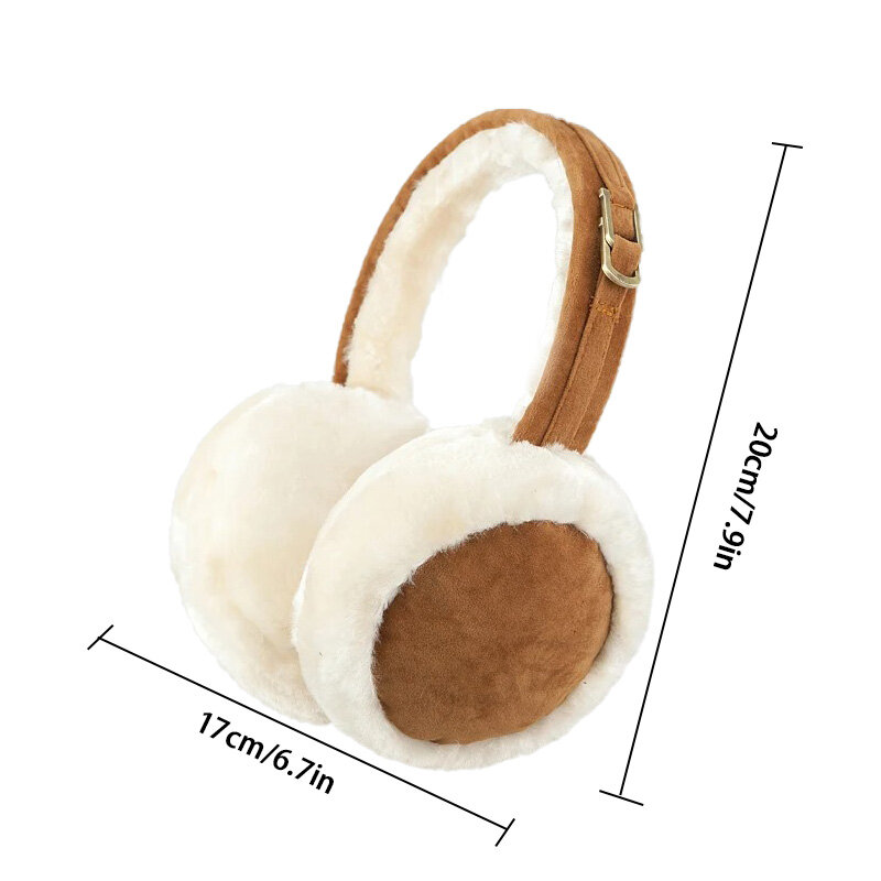 Penutup telinga mewah hangat untuk wanita pria tas telinga pasangan modis tebal imitasi kelinci penutup telinga lipat perlindungan dingin musim dingin