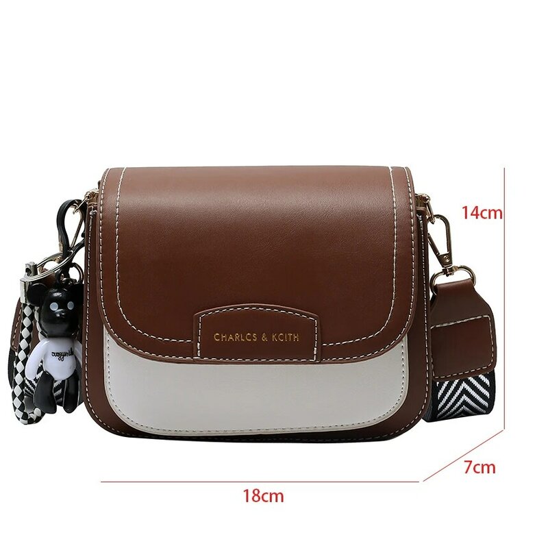 High Quality Pu Leather Contrast Color Crossbody Bag For Women Two Strap Handbag Phone Purse Fashion Mini Saddle Cross Body Bag