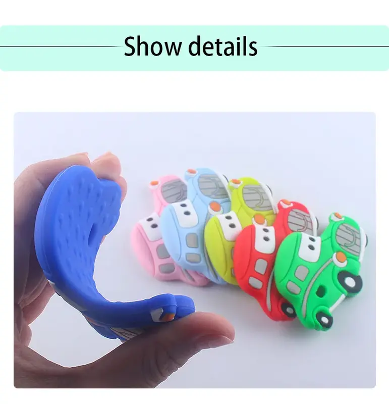 BPA gratis 1 buah Mainan Gigit Bayi bertulisan silikon berbentuk mobil hadiah perawatan untuk bayi laki-laki