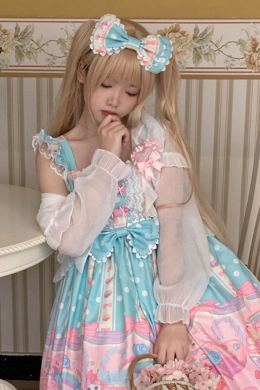 Vestido dulce de Lolita Jsk para mujer, vestido de casa de muñecas de postre, tirantes JSK, vestido de verano, vestidos de fiesta japoneses Kawaii