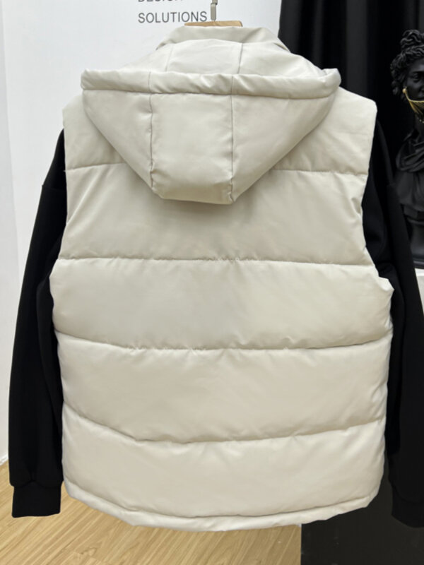 Jaqueta acolchoada de algodão sem mangas masculina, colete sênior, jaquetas quentes, à prova de vento, colete casual, roupas masculinas, outono, inverno