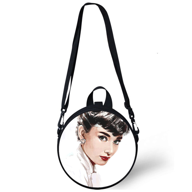 Одри Хепберн, Детская сумка для детского сада, сумки через плечо с 3D принтом для школы, женские круглые мини-сумки, прочная сумка