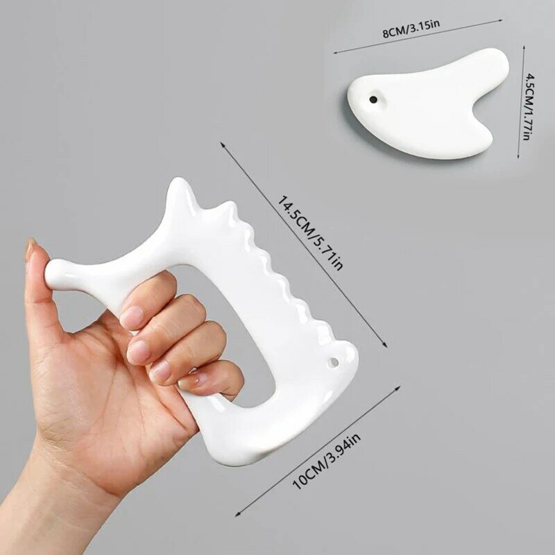 White Ceramic Scraping Board Facial Guasha Handheld Full Body Universal Type Acupoint Massager Lymphatic Drainage Massager