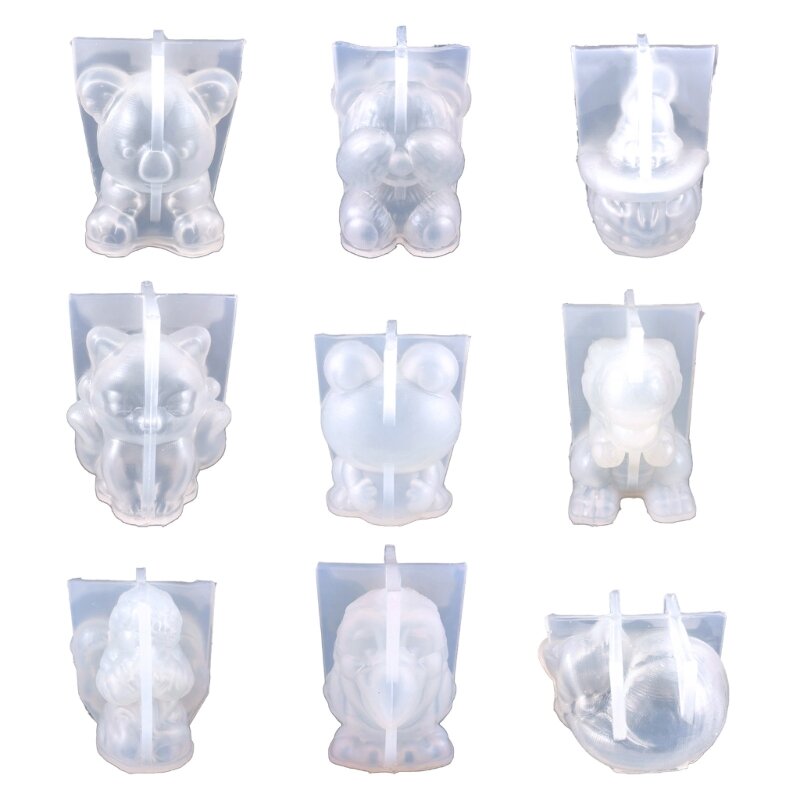 E0BF-Molde silicona para manualidades, adorno varios animales cristal 3D, adecuado para resina epoxi, manualidades,