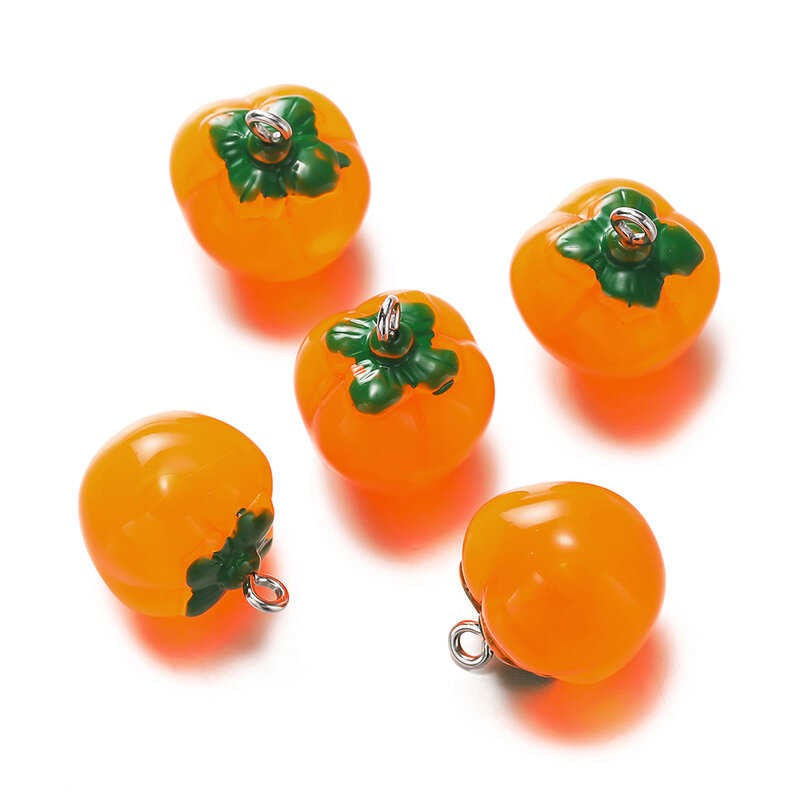 Dijes de resina de tomate 3D, colgantes para collar, pendientes, llavero, accesorios para hacer joyas DIY, 17x20mm, 10 unidades por lote