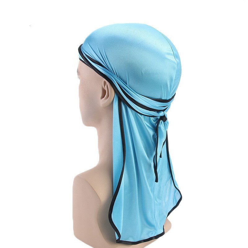 Unisex mężczyźni kobiety Satin oddychająca chustka kapelusz Silky Durag czy doo du wytycznych w sprawie pomocy regionalnej długi ogon opaska na głowę