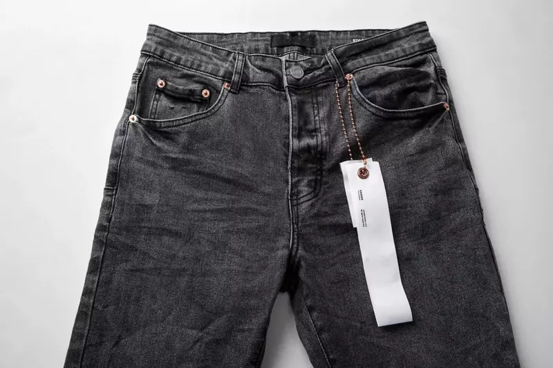 Najwyższej jakości fioletowe dżinsy marki ROCA spodnie w trudnej sytuacji z nadrukiem ołówkowa etykieta przyciemniana czarna naprawa niski wzrost obcisłe spodnie dżinsowe