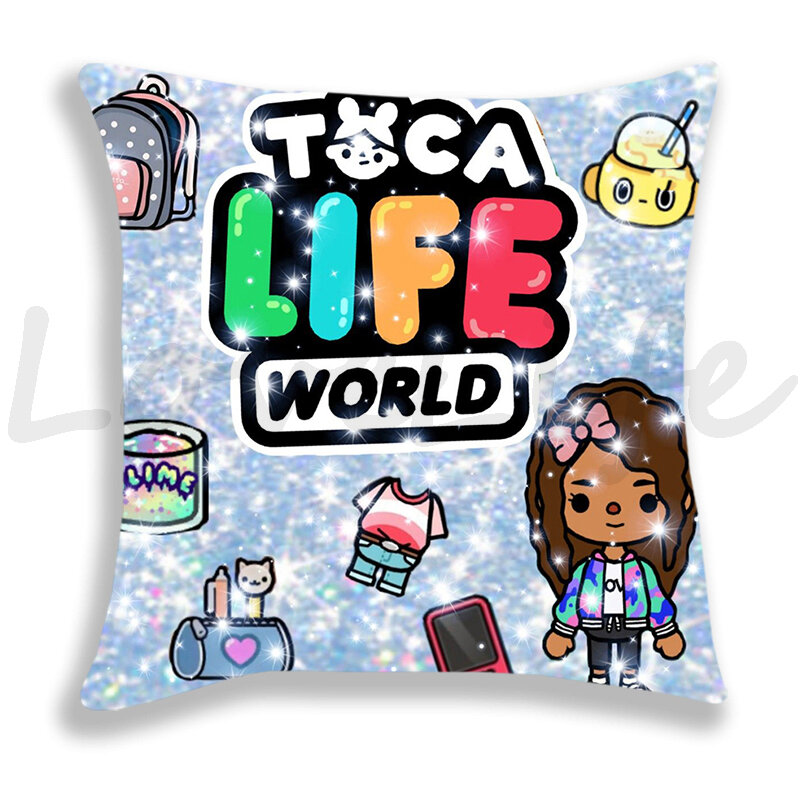 Toca Life World Pillow Case Home Decorative Toca Boca Throw Pillowcase 45*45cm Sofa Cartoon Cushion Covers Zipper Pillow Cover
