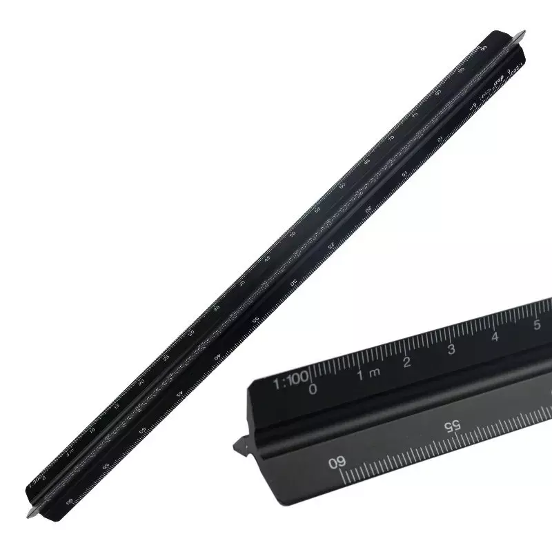 15cm Aluminum Triangular Scale Ruler Metal Aluminum 1:20 - 1:125 Alloy Metal Scale Drafting Tool Office School Supplies
