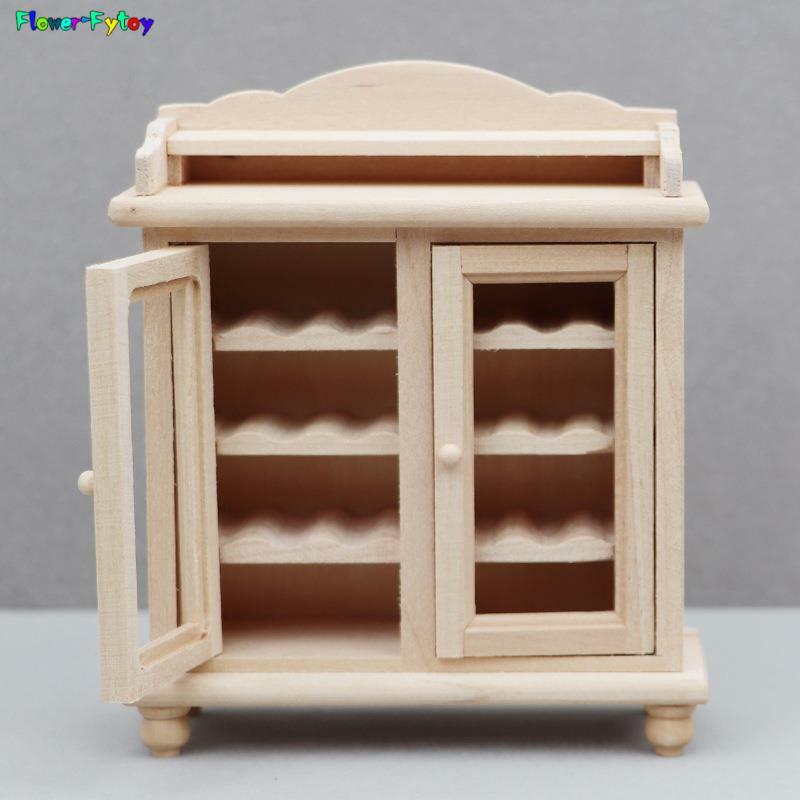 1 buah 1:12 rumah boneka warna Solid kabinet anggur miniatur simulasi Display kabinet rumah boneka dekorasi furnitur adegan mainan