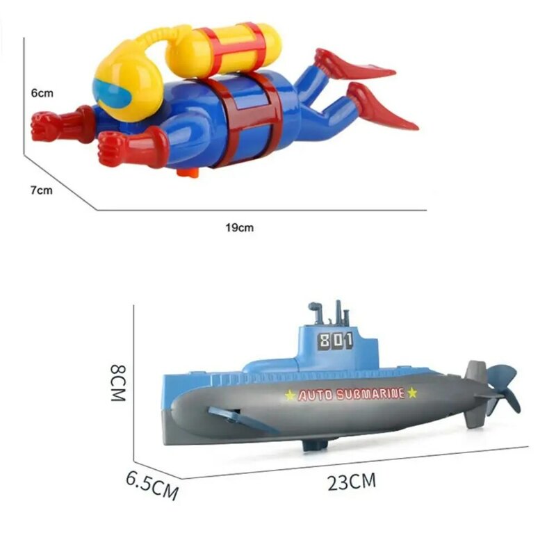 Spruzzo d'acqua che gioca a giocattoli sottomarini subacquei primavera sottomarino Wind Up Toy leggero portatile estivo giochi d'acqua