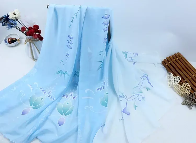 ผ้าชีฟอง50D พิมพ์โดยเมตรสำหรับเสื้อผ้าเสื้อชุดกระโปรงเย็บสไตล์ DIY จีนเวทีผ้าบางนุ่มฤดูร้อน