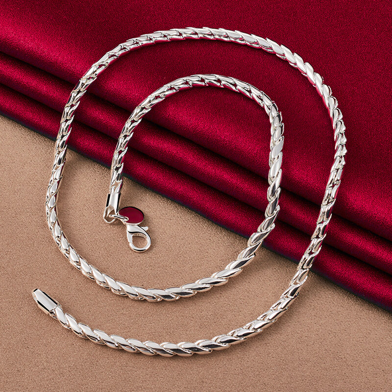 Alitree 925 Sterling Silber 50cm 4mm Schlangen kette Geburtstags geschenk Halsketten für Frauen Männer Mode Party Hochzeit beliebten Schmuck