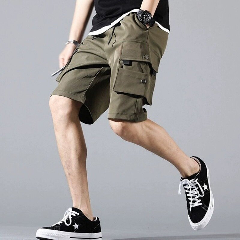 Zomer Casual Shorts Heren Mode Losse Broek Effen Kleur Multi-Pockets Shorts Streetwear Hiphop Militaire Tactische Shorts