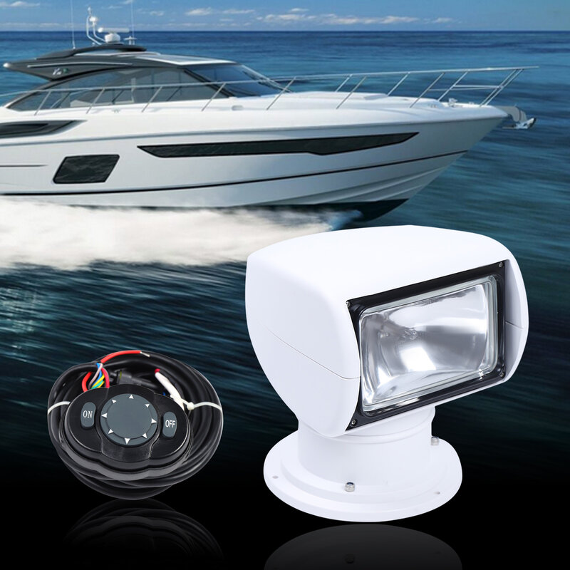 Searchlight LED Spotlight Marine Boat Remote Control Headlight 100 W Yacht Coast Guard Fishing Boat 360° Swivelling 2500LM