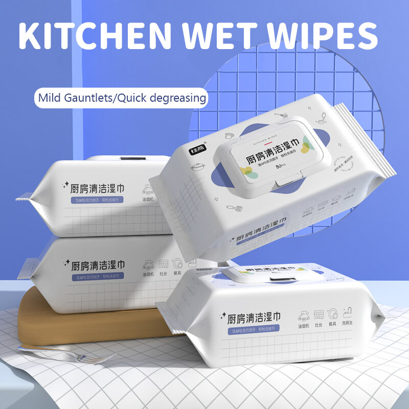 2 pack (160 pcs) kitchen no-rinse grease mat wipe cloths dishwashing wipes dishwashing wipes Kitchen Cleaning Wipes No Rinse