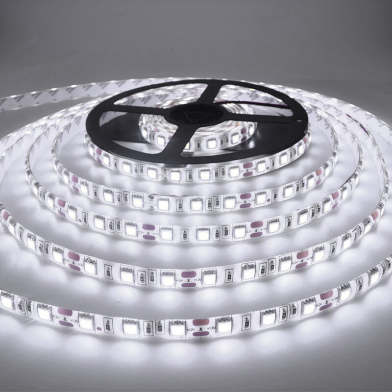 Bande lumineuse LED SMD 2835, 5m, 12V, ruban à diodes pour rétro-éclairage, guirxiété de cuisine, éclairage extérieur, lampe d'armoire