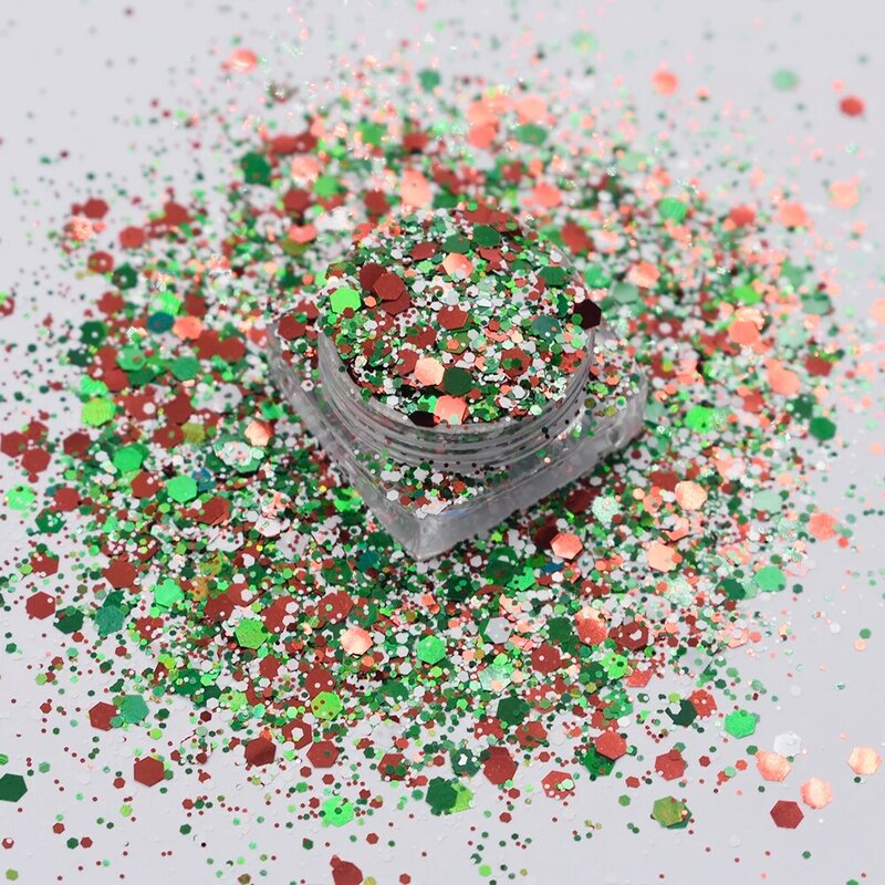 20g/Bag New Arirval Mixed Hexagon Glitter Iridescent Flakes Slice Sparkly Chunky Manicure Nail Art Decoration Accessories