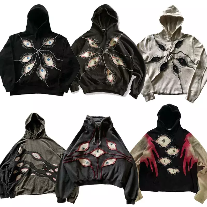 Y2K Gothic embroidery hoodies women Harajuku Hip Hop Patchwork vintage Oversized hoodie Men Pullover Hoodie fashion Streetwear