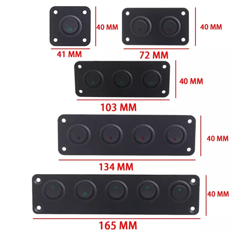 Universal Toggle Switch Panel, 12V, 1-5 Gang, USB, Carro, Barco, Marinha, RV, Caminhão, LED azul, Styling Acessórios
