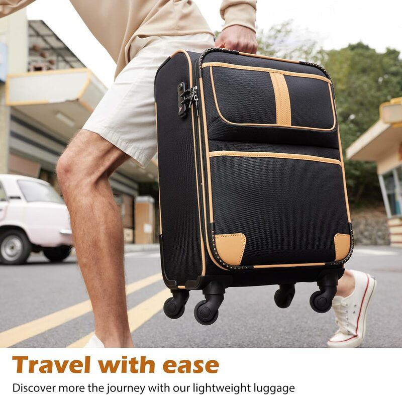 Coolife bagaż 4-częściowy zestaw walizki rozszerzany TSA lock spinner softshell