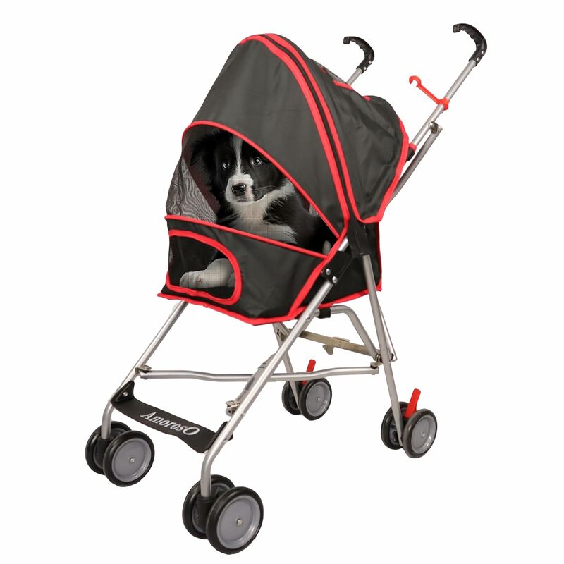 Pet Stroller | Dog Stroller & Cat Stroller Polyester, Heavy Duty & Folding Pet  for Travel | Mesh Viewing Window